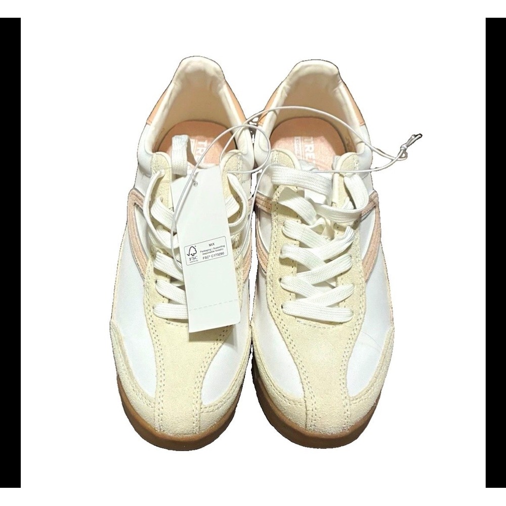Tretorn Hailey Womens Sneakers White Pink Suede Leather Low Top Shoes Size 6 NEW